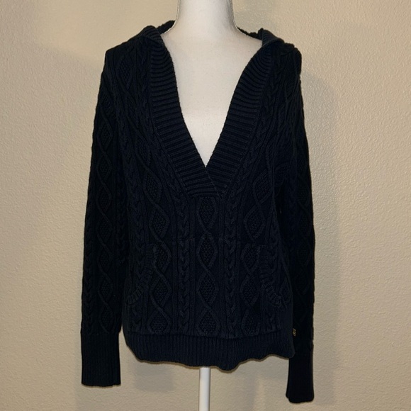 Ralph Lauren Polo Jeans Hooded Cable Knit Sweater sz L VINTAGE - Picture 1 of 7
